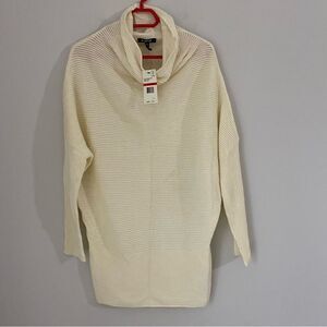 Kind Of Women’s Dolman Sleeve Ribbed Knit Turtle Neck Ivory Sweater